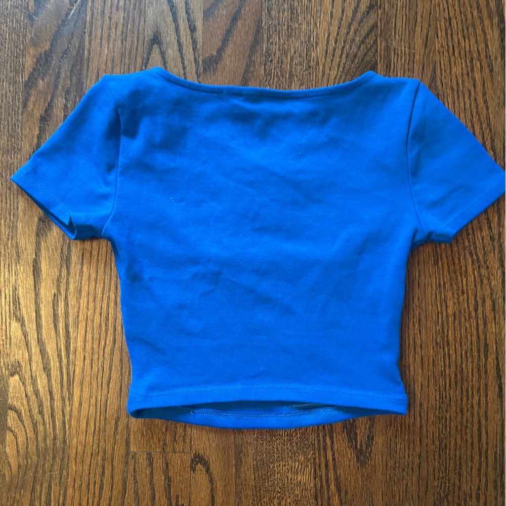 Zara Blue Square Neck Crop Top small NWT - Picture 7 of 7